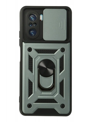 Newface Xiaomi Poco F3 Kılıf Pars Lens Yüzüklü Silikon - Yeşil