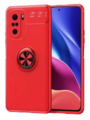 Newface Xiaomi Poco F3 Kılıf Range Yüzüklü Silikon - Kırmızı