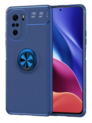 Newface Xiaomi Poco F3 Kılıf Range Yüzüklü Silikon - Mavi