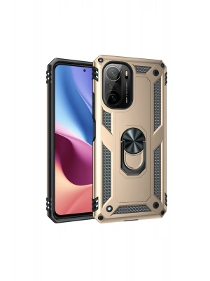 Newface Xiaomi Poco F3 Kılıf Sofya Yüzüklü Silikon Kapak - Gold