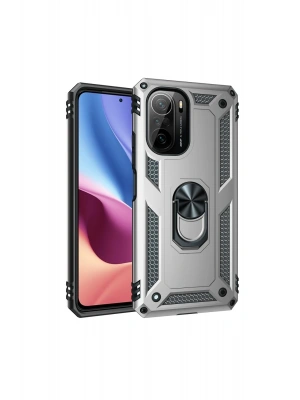 Newface Xiaomi Poco F3 Kılıf Sofya Yüzüklü Silikon Kapak - Gümüş