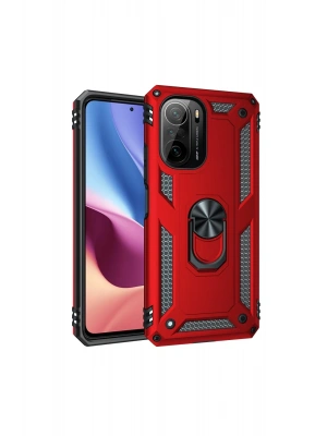 Newface Xiaomi Poco F3 Kılıf Sofya Yüzüklü Silikon Kapak - Kırmızı