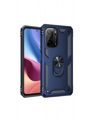 Newface Xiaomi Poco F3 Kılıf Sofya Yüzüklü Silikon Kapak - Lacivert