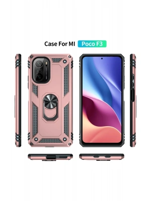 Newface Xiaomi Poco F3 Kılıf Sofya Yüzüklü Silikon Kapak - Rose
