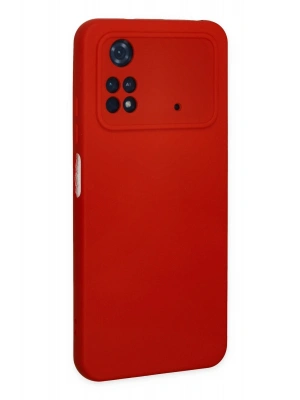 Newface Xiaomi Poco M4 Pro 4G Kılıf Nano içi Kadife Silikon - Kırmızı