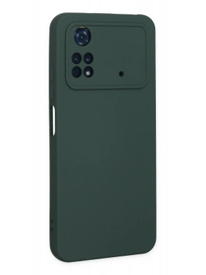 Newface Xiaomi Poco M4 Pro 4G Kılıf Nano içi Kadife Silikon - Koyu Yeşil