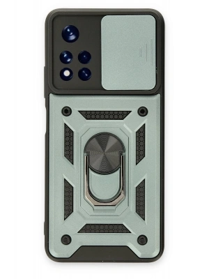 Newface Xiaomi Poco M4 Pro 5G Kılıf Pars Lens Yüzüklü Silikon - Yeşil