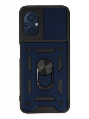 Newface Xiaomi Poco M5 Kılıf Pars Lens Yüzüklü Silikon - Lacivert