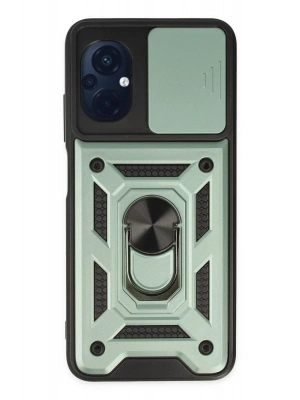 Newface Xiaomi Poco M5 Kılıf Pars Lens Yüzüklü Silikon - Yeşil