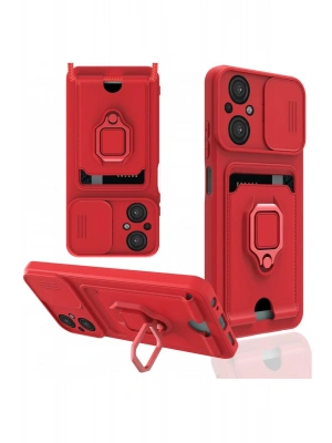 Newface Xiaomi Poco M5 Kılıf Zuma Kartvizitli Yüzüklü Silikon - Kırmızı