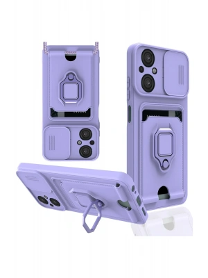 Newface Xiaomi Poco M5 Kılıf Zuma Kartvizitli Yüzüklü Silikon - Lila