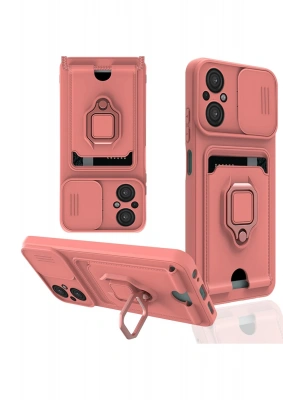 Newface Xiaomi Poco M5 Kılıf Zuma Kartvizitli Yüzüklü Silikon - Pembe