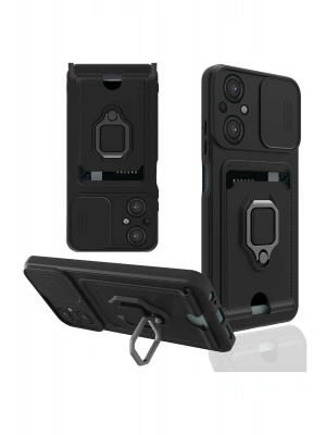 Newface Xiaomi Poco M5 Kılıf Zuma Kartvizitli Yüzüklü Silikon - Siyah