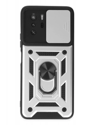 Newface Xiaomi Poco X3 GT Kılıf Pars Lens Yüzüklü Silikon - Gümüş