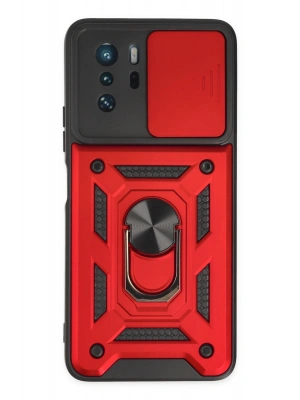 Newface Xiaomi Poco X3 GT Kılıf Pars Lens Yüzüklü Silikon - Kırmızı