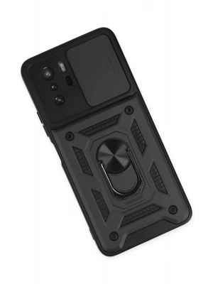 Newface Xiaomi Poco X3 GT Kılıf Pars Lens Yüzüklü Silikon - Siyah