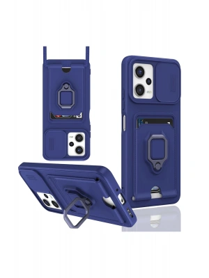 Newface Xiaomi Poco X5 5G Kılıf Zuma Kartvizitli Yüzüklü Silikon - Lacivert