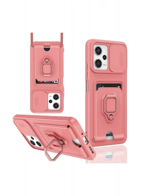 Newface Xiaomi Poco X5 5G Kılıf Zuma Kartvizitli Yüzüklü Silikon - Pembe