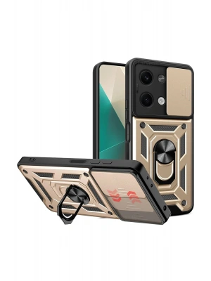 Newface Xiaomi Poco X6 Kılıf Pars Lens Yüzüklü Silikon - Gold