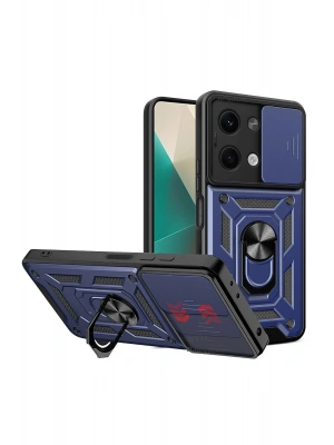 Newface Xiaomi Poco X6 Kılıf Pars Lens Yüzüklü Silikon - Lacivert