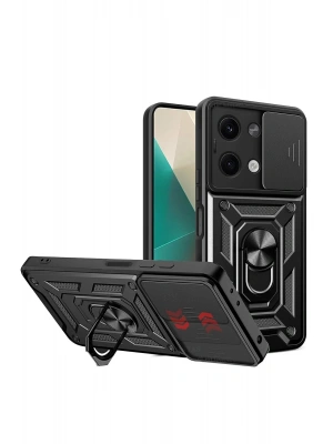 Newface Xiaomi Poco X6 Kılıf Pars Lens Yüzüklü Silikon - Siyah