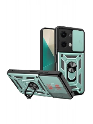 Newface Xiaomi Poco X6 Kılıf Pars Lens Yüzüklü Silikon - Yeşil