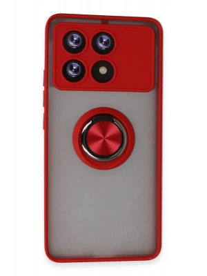 Newface Xiaomi Poco X6 Pro Kılıf Montreal Yüzüklü Silikon Kapak - Kırmızı