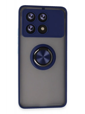 Newface Xiaomi Poco X6 Pro Kılıf Montreal Yüzüklü Silikon Kapak - Lacivert