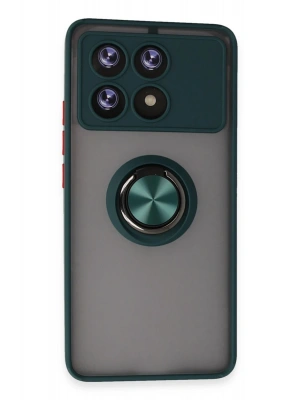 Newface Xiaomi Poco X6 Pro Kılıf Montreal Yüzüklü Silikon Kapak - Yeşil