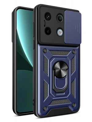 Newface Xiaomi Poco X6 Pro Kılıf Pars Lens Yüzüklü Silikon - Lacivert