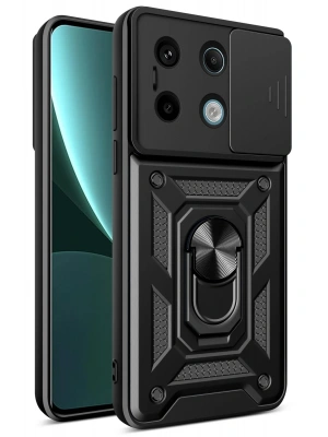 Newface Xiaomi Poco X6 Pro Kılıf Pars Lens Yüzüklü Silikon - Siyah