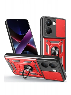 Newface Xiaomi Poco X7 Pro Kılıf Pars Lens Yüzüklü Silikon - Kırmızı