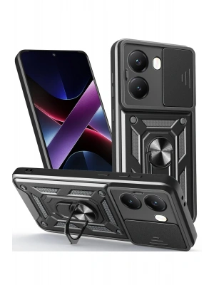 Newface Xiaomi Poco X7 Pro Kılıf Pars Lens Yüzüklü Silikon - Siyah