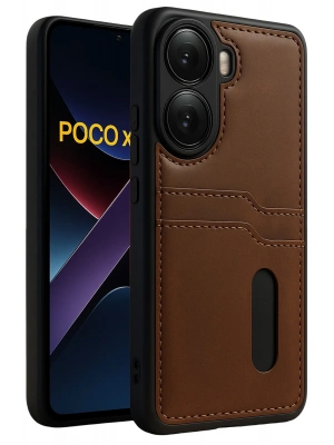 Newface Xiaomi Poco X7 Pro Kılıf Sara Kartvizitli Deri Kılıf - Taba