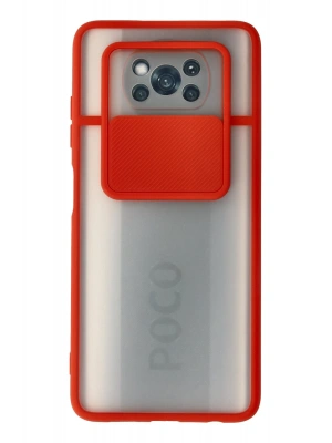 Newface Xiaomi Pocophone X3 Kılıf Palm Buzlu Kamera Sürgülü Silikon - Kırmızı