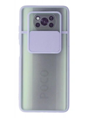 Newface Xiaomi Pocophone X3 Kılıf Palm Buzlu Kamera Sürgülü Silikon - Lila