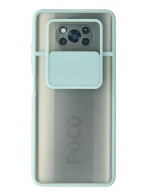 Newface Xiaomi Pocophone X3 Kılıf Palm Buzlu Kamera Sürgülü Silikon - Turkuaz