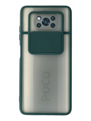 Newface Xiaomi Pocophone X3 Kılıf Palm Buzlu Kamera Sürgülü Silikon - Yeşil