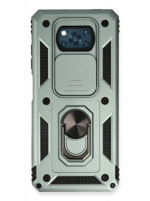 Newface Xiaomi Pocophone X3 Kılıf Pars Lens Yüzüklü Silikon - Yeşil