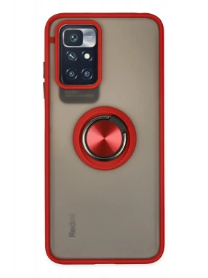 Newface Xiaomi Redmi 10 2022 Kılıf Montreal Yüzüklü Silikon Kapak - Kırmızı