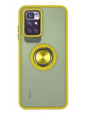 Newface Xiaomi Redmi 10 2022 Kılıf Montreal Yüzüklü Silikon Kapak - Sarı