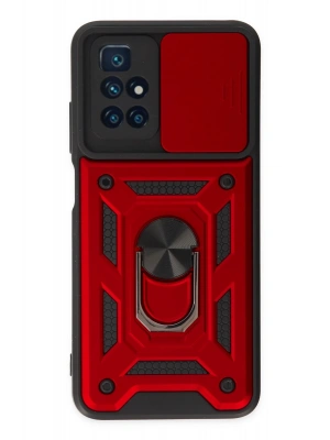 Newface Xiaomi Redmi 10 2022 Kılıf Pars Lens Yüzüklü Silikon - Kırmızı