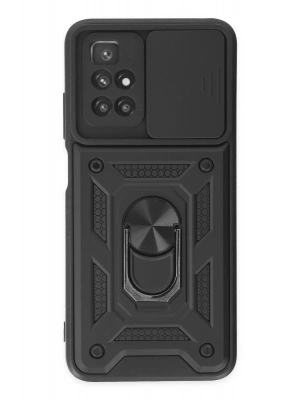 Newface Xiaomi Redmi 10 2022 Kılıf Pars Lens Yüzüklü Silikon - Siyah