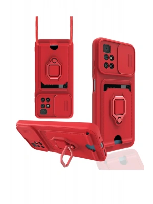 Newface Xiaomi Redmi 10 2022 Kılıf Zuma Kartvizitli Yüzüklü Silikon - Kırmızı