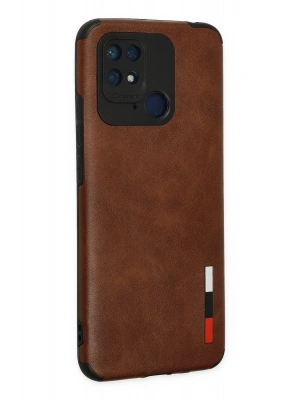 Newface Xiaomi Redmi 10C Kılıf Loop Deri Silikon - Kahverengi