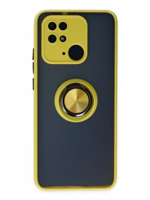 Newface Xiaomi Redmi 10C Kılıf Montreal Yüzüklü Silikon Kapak - Sarı