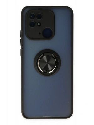 Newface Xiaomi Redmi 10C Kılıf Montreal Yüzüklü Silikon Kapak - Siyah