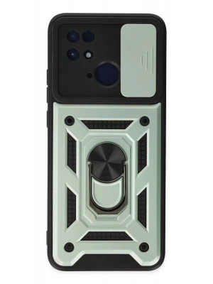 Newface Xiaomi Redmi 10C Kılıf Pars Lens Yüzüklü Silikon - Yeşil