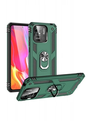 Newface Xiaomi Redmi 10C Kılıf Sofya Yüzüklü Silikon Kapak - Yeşil