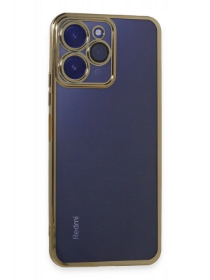Newface Xiaomi Redmi 12 Kılıf Razer Lensli Silikon - Gold